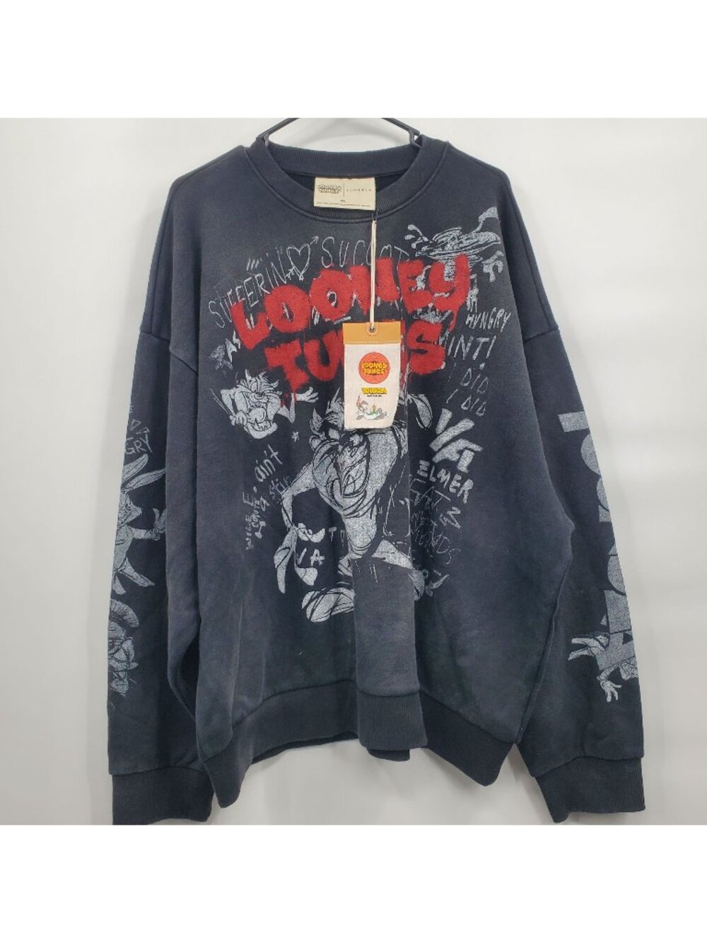 YoungLA x Looney Tunes Graffiti Crewneck Sweatshirt Top Men Size XXL NWT Sweater